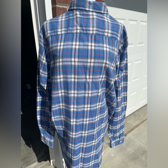 Men’s American Eagle Blue Red Plaid Button Down Long Sleeve Shirt Size XL Tall - Picture 2 of 4